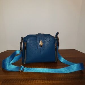 Blue Crossbody Bag with Adjustable Strap